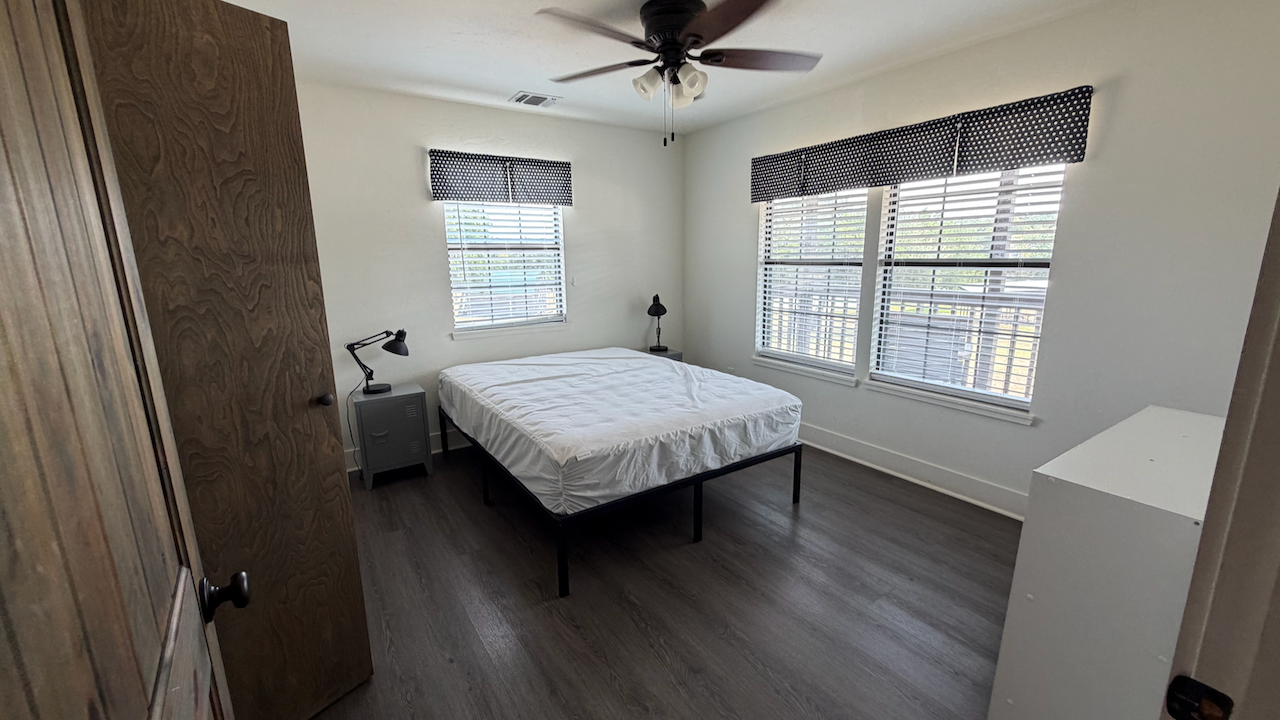 Bedroom one in the three-bedroom house