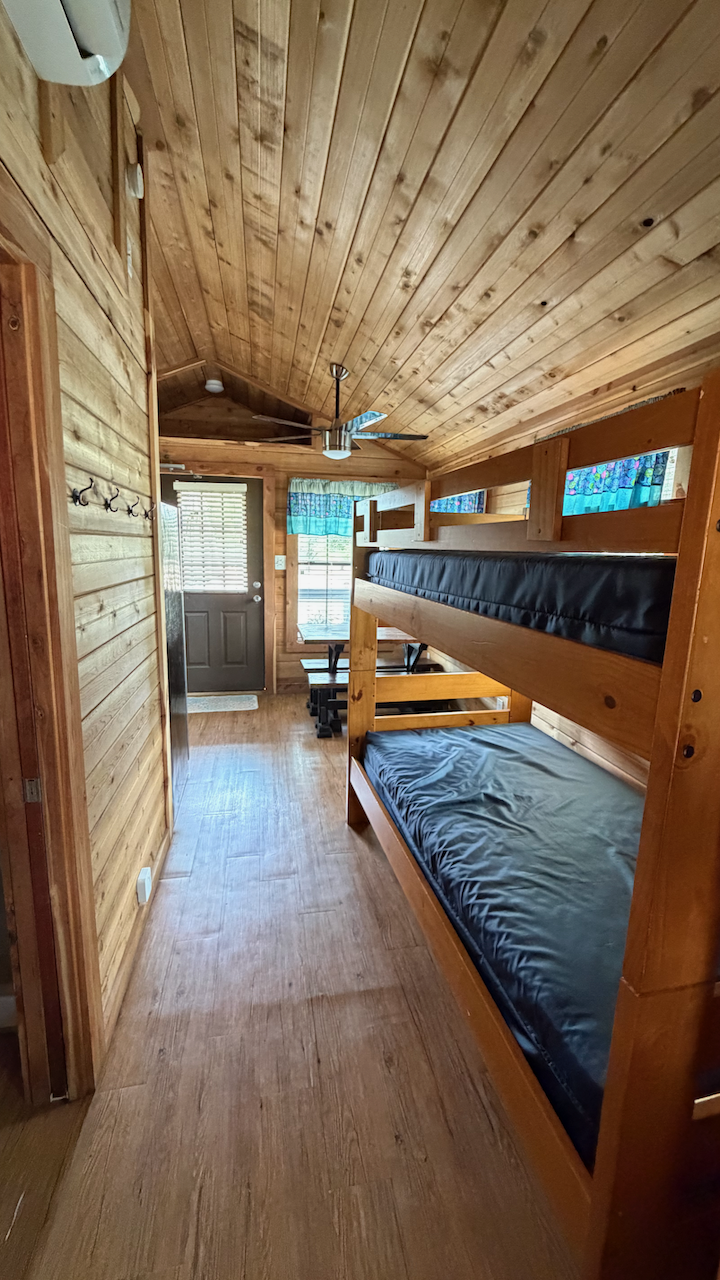 Private bathroom in small family cabin
