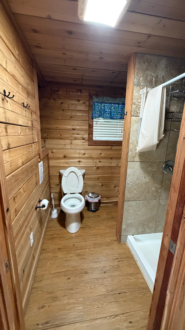 Interior of small family cabin